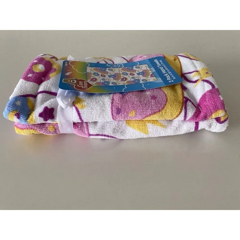 2 Pack Care Bears‎ Grumpy Bear And Donuts Bath Hand Towels 16 X 28” NEW